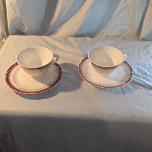 Elegant Red and Cream Teacup Set